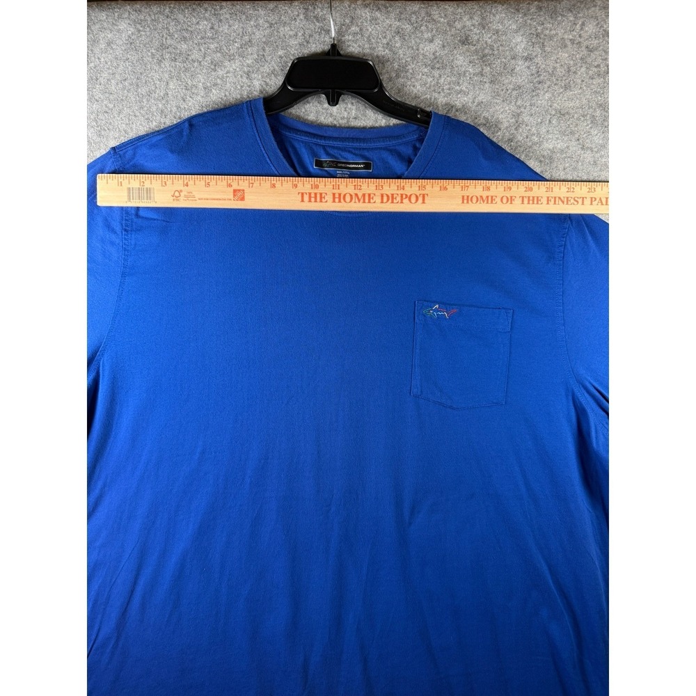Greg Norman Mens XXXL Blue Short Sleeve Pocket T-Shirt Shark Logo Cotton Tee - Picture 7 of 10